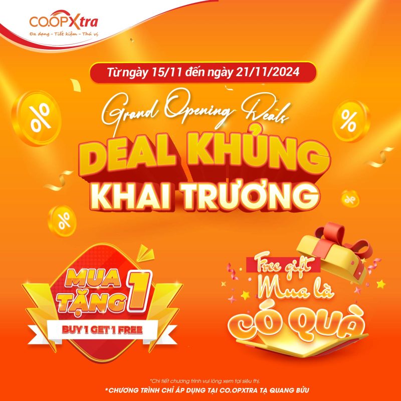 [Co.opXtra] Deal khủng khai trương - Mua 2 tính tiền 1 - Mua là có quà - TTTM Central Premium