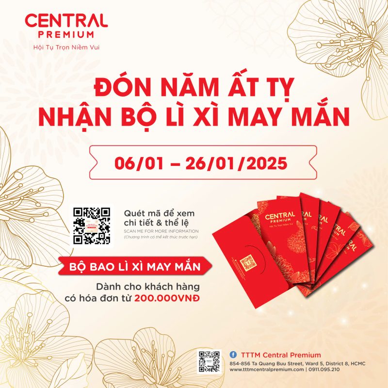THỂ LỆ CTKM | ĐÓN NĂM ẤT TỴ - NHẬN BỘ LÌ XÌ MAY MẮN - TTTM Central Premium