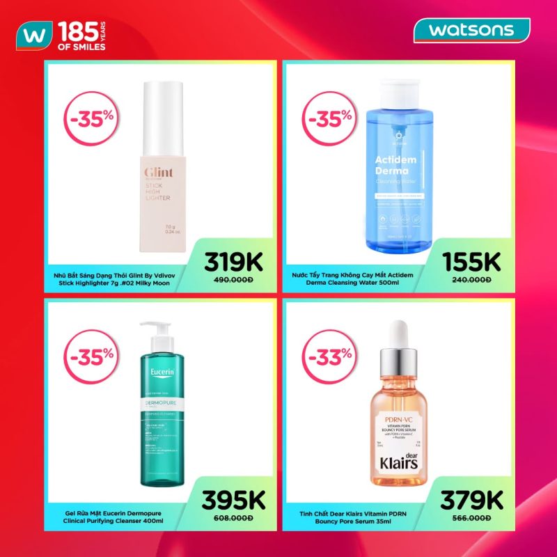 💚 KHÁM PHÁ DEAL XỊN GIẢM ĐẾN 50% MỪNG WATSONS 185 NĂM LAN TỎA NỤ CƯỜI - TTTM Central Premium