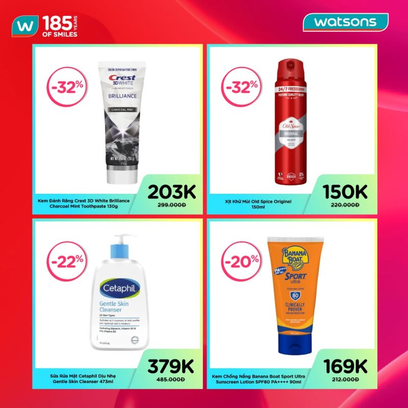 💚 KHÁM PHÁ DEAL XỊN GIẢM ĐẾN 50% MỪNG WATSONS 185 NĂM LAN TỎA NỤ CƯỜI - TTTM Central Premium