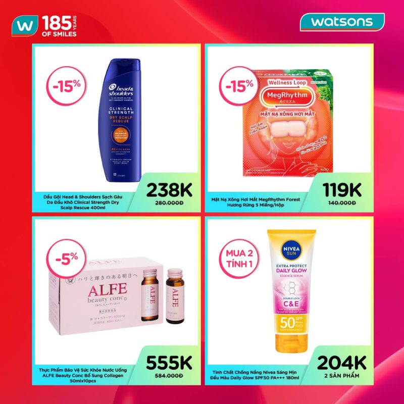 💚 KHÁM PHÁ DEAL XỊN GIẢM ĐẾN 50% MỪNG WATSONS 185 NĂM LAN TỎA NỤ CƯỜI - TTTM Central Premium