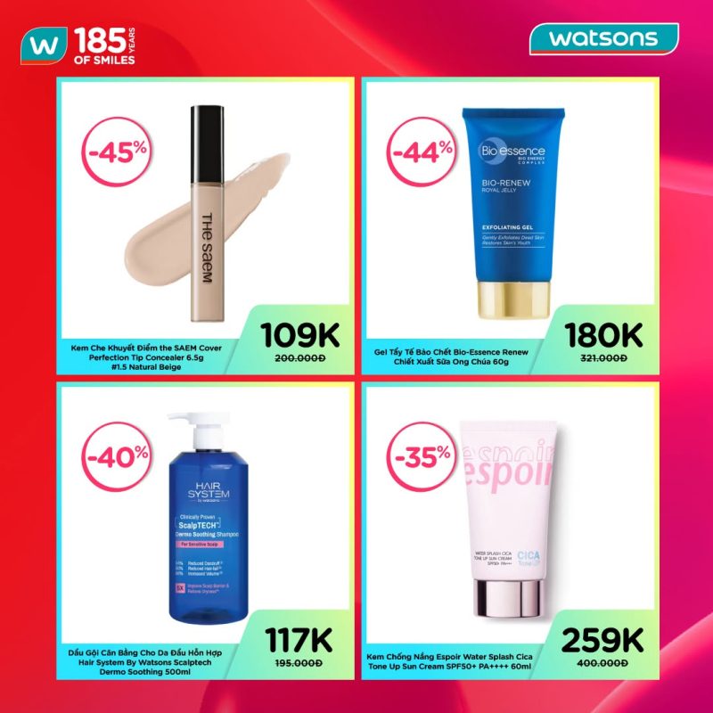 💚 KHÁM PHÁ DEAL XỊN GIẢM ĐẾN 50% MỪNG WATSONS 185 NĂM LAN TỎA NỤ CƯỜI - TTTM Central Premium