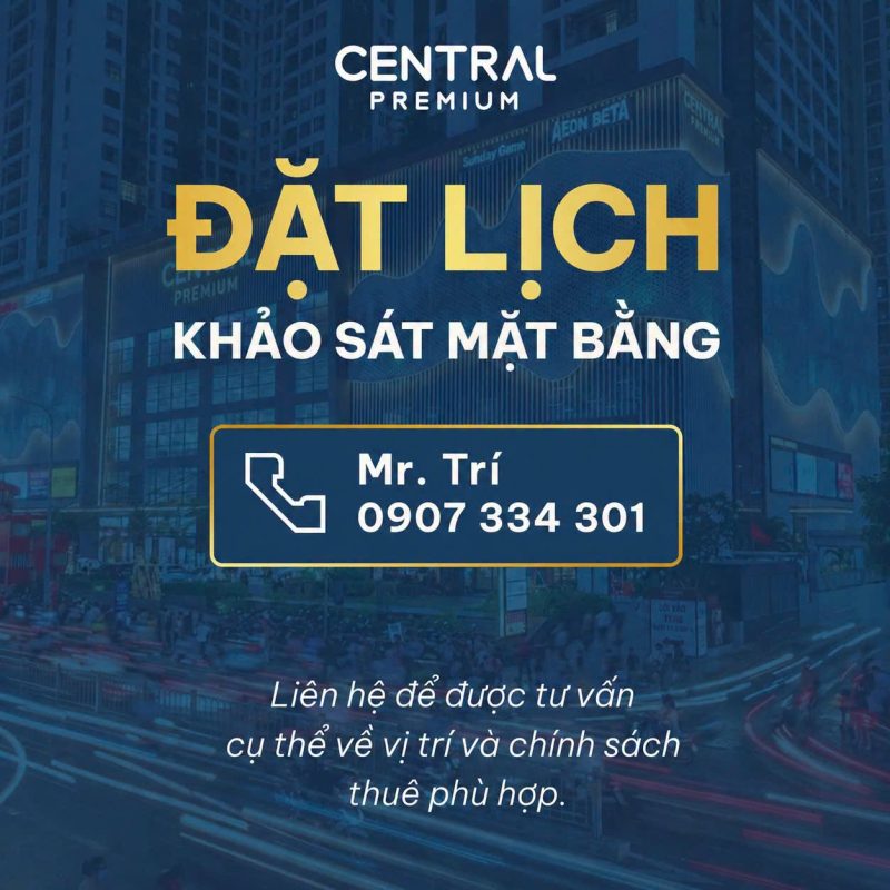 CHO THUÊ MẶT BẰNG TẦNG 5 – QUY MÔ LỚN TẠI TTTM CENTRAL PREMIUM - TTTM Central Premium